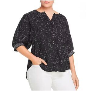 B Collection by Bobeau Black & White Polka Dot Button Down Top Size Small